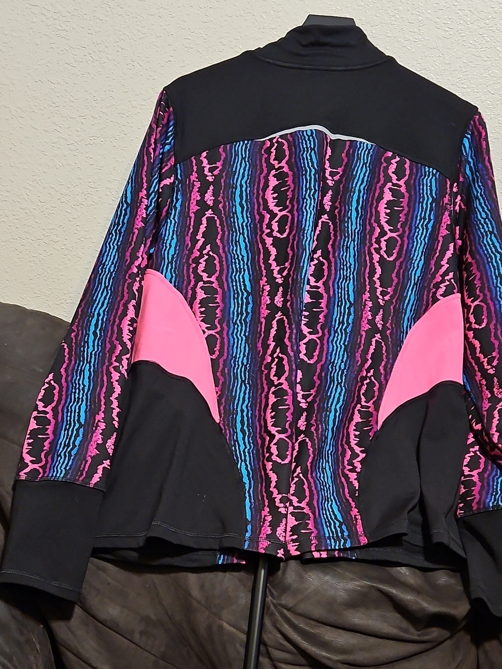 Livi Active Black Bomber Jacket with Pink and Blue Accents - Picture 6 of 6